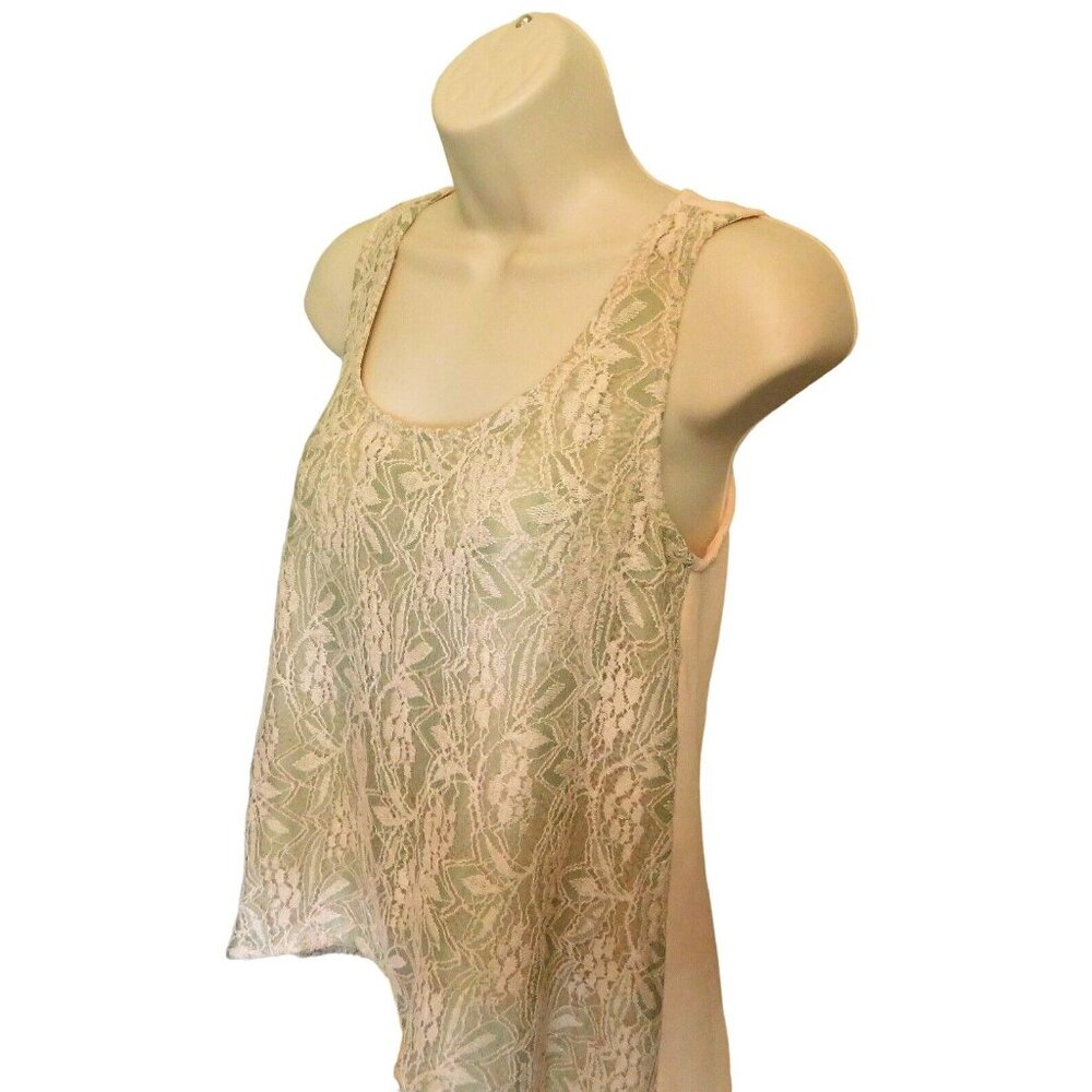 Lace Top S Blu Pepper Peach Light Green Sleeveless Stitched Floral NEW - Picture 4 of 7